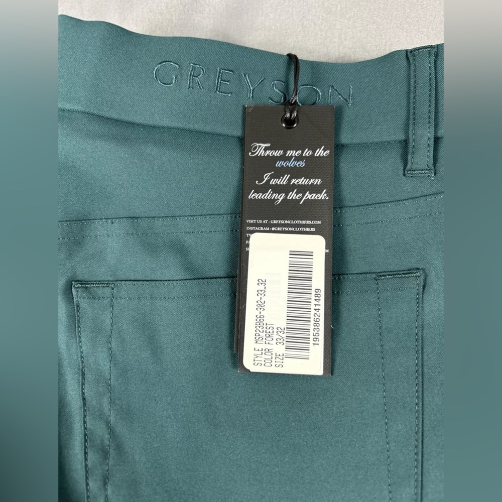 Greyson Golf Pants Wainscott Trousers 33 x 32 Forrest Green Polyester - Picture 2 of 7